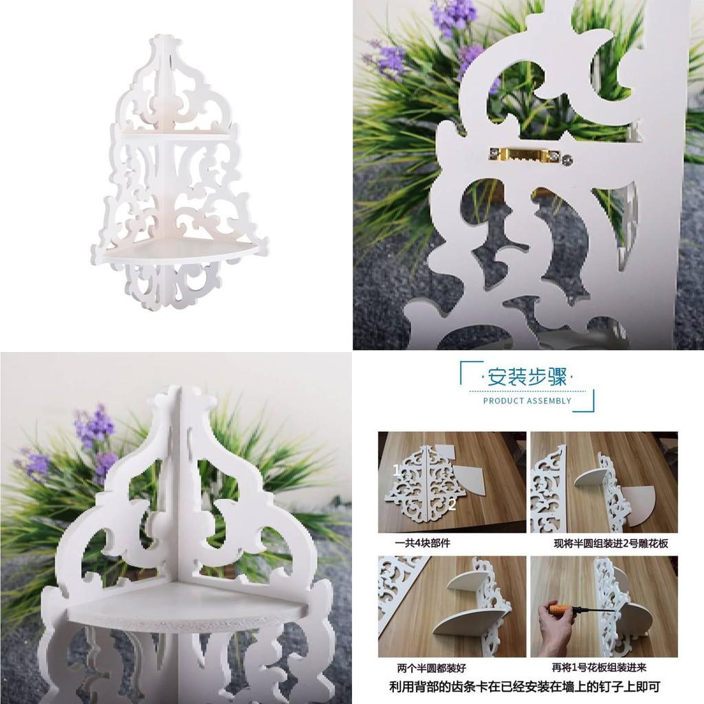 European Country Style White Waterresistant Wall Corner Shelf With Flower Display For Living Room Decor