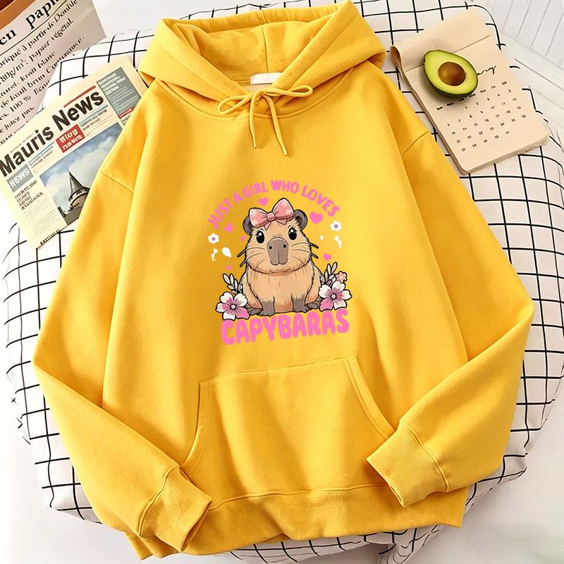 Funny Capybara Sweatshirt Cartoon Anime Hoodies Women Cute Anime Manga Hoody Long Sleeve Hoodies Female Sportwear Clothes Tops