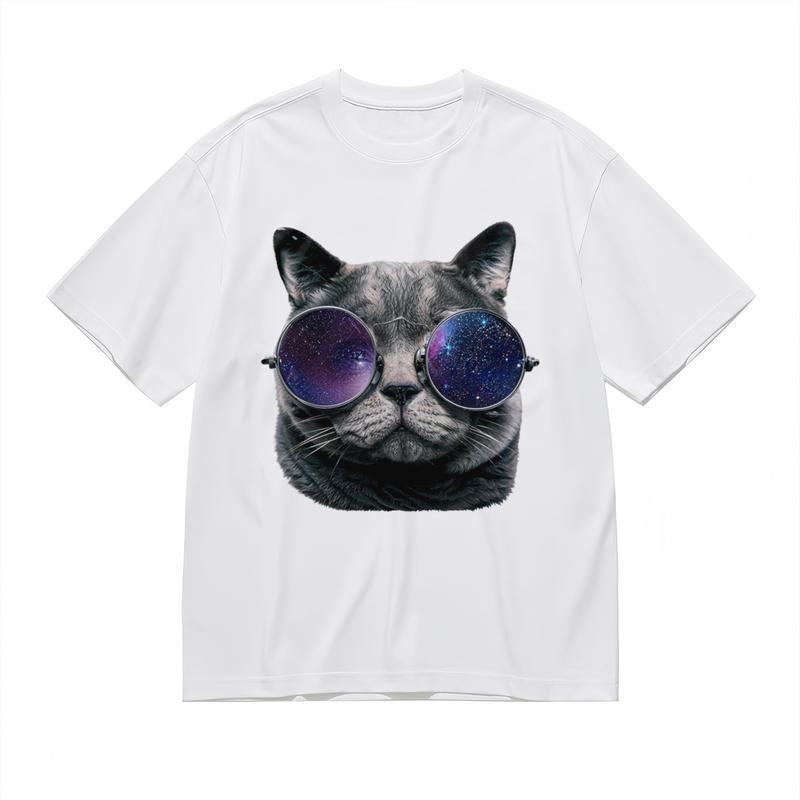 

Women s Comfortable Breathable Comfy Classic T-Shirt Artistic Cat Graphic Tee XL