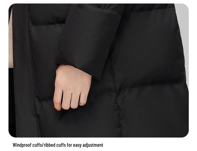 Unisex Mid-Length Hooded Down Jacket, 90% White Duck Down, Thickened for 2025 Winter, Trendy Couple's Warm Outerwear with Cold Protection.