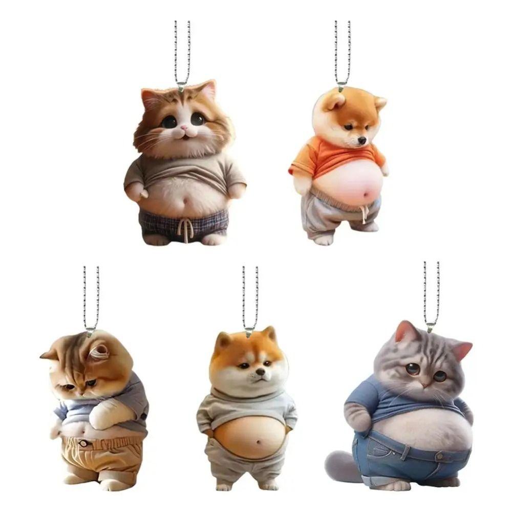 Cartoon Cat Ornament 2D Flat Car Mirror Backpacks Hanging Pendant New Cat Keychain Home Decor