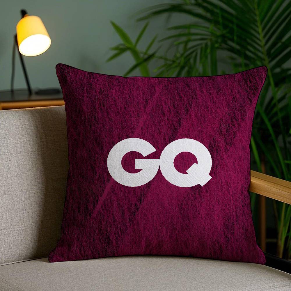 

Man Magazine Fashion And Iifestyle GQ Pillow Case Anti-dustmite Pillowcase Invisible zipper silky short plush Sofa cushion cover 12x12Inch