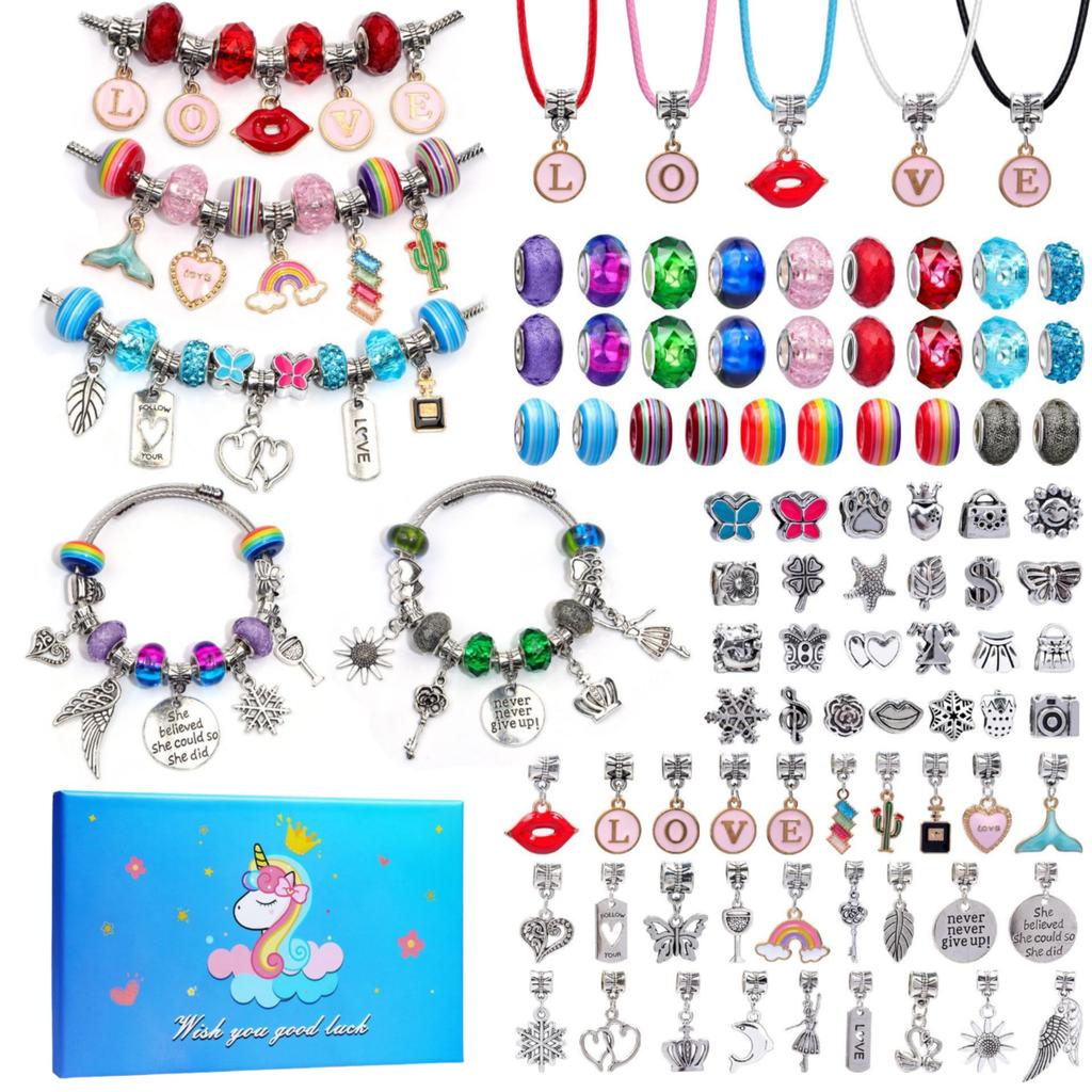 Hot Fashion Girl Holiday Gift Creative Diy Rainbow Bead Freshwater Charm 80 Piece Set Handmade Bracelet Set