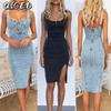 Fashion Summer Spring Solid Color Print Sleeveless U-Neck Casual Dresses
