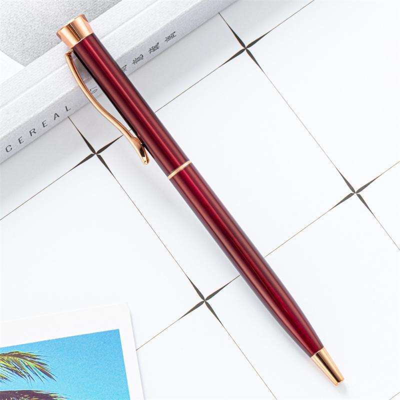 Caneta esferográfica de metal multicolorida, caneta esferográfica giratória, ferramenta de escrita para escola, papelaria, escritório