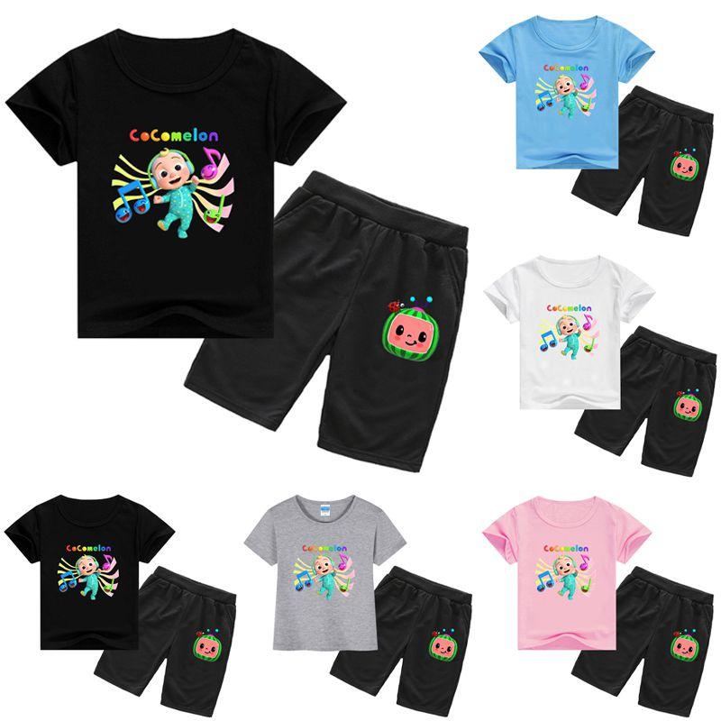 Kids Cocomelon Short Sleeve Tshirt Shorts Boys Girls 2pcs Tops Pants Set Casual