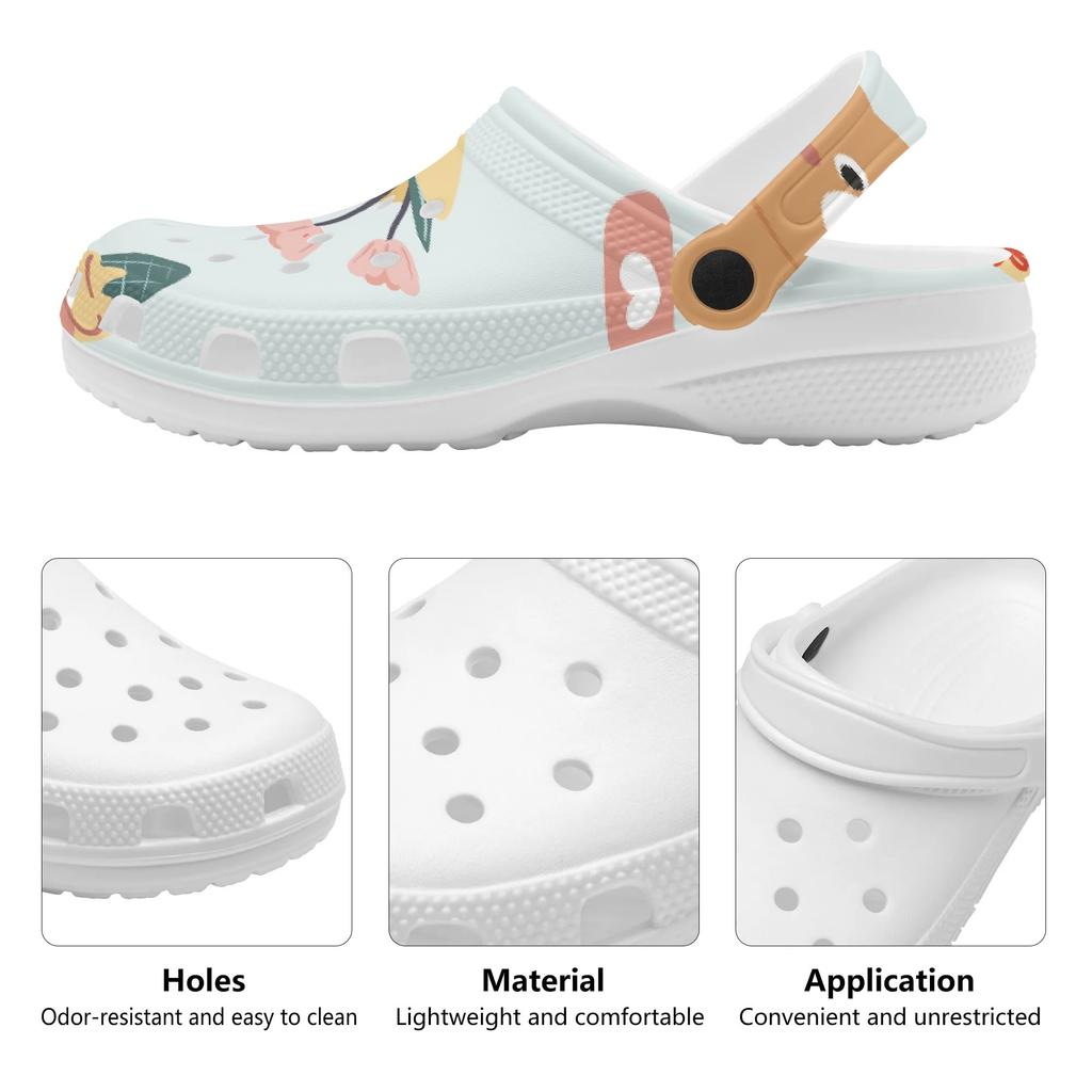 Trendy Printed EVA Clogs Women Men Ventilated Soft Garden Shoes Slip On Beach Pool Bathroom Home Casual Slippers Home Use
