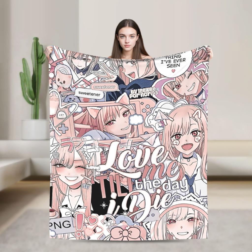 Japan Anime Marin Kitagawa Girl Blanket Multi-size Super Soft Cozy Throw Blankets for Sofa Couch and Bed