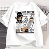 Funny Cat Make Coffe Print T Shirt for Unisex WOMEN Tshirt Summer Loose Cotton Short Sleeve Trendy Y2k Tops Unisexs Designer Clothes