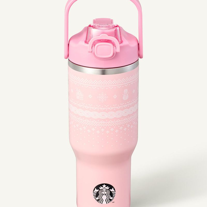 STARBUCKS SS Winter Knit Pink Cal Tumbler 946ml