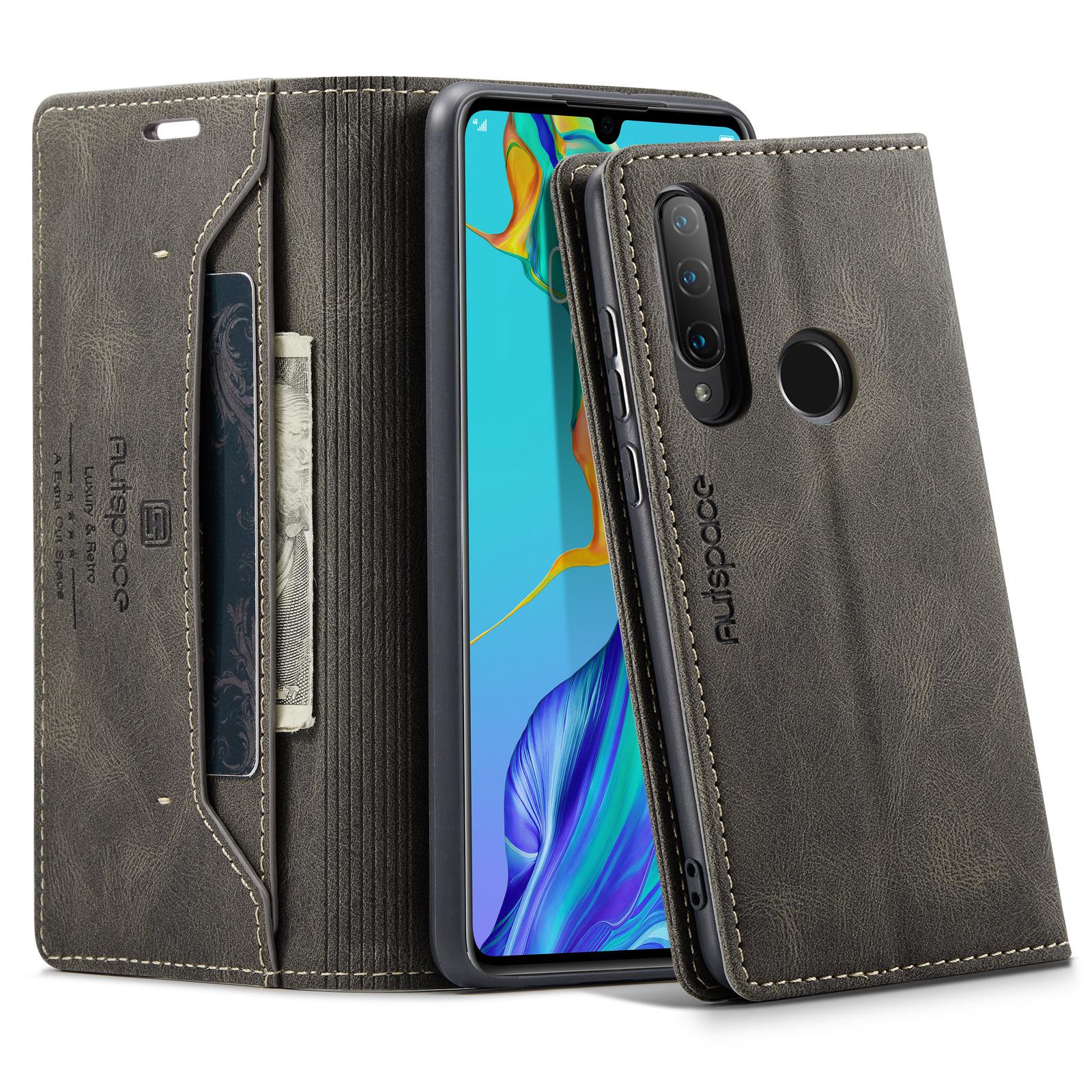 

For Huawei P30 Lite New Edition/Huawei nova 4e/Huawei P30 Lite Wallet Case AUTSPACE A01 Leather Stand Cover with RFID Blocking Card Holder Coffee