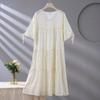 Spot new women's cotton silk spring, summer and autumn thin loose cake nightgown simple and comfortable loungewear