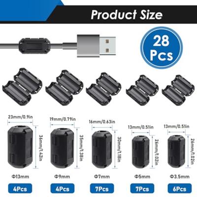 28pcs Ferrite Bead Clips For Various Types Of Cables Including USB,power Lines,network Cables,telephone Lines,and Audio Cables