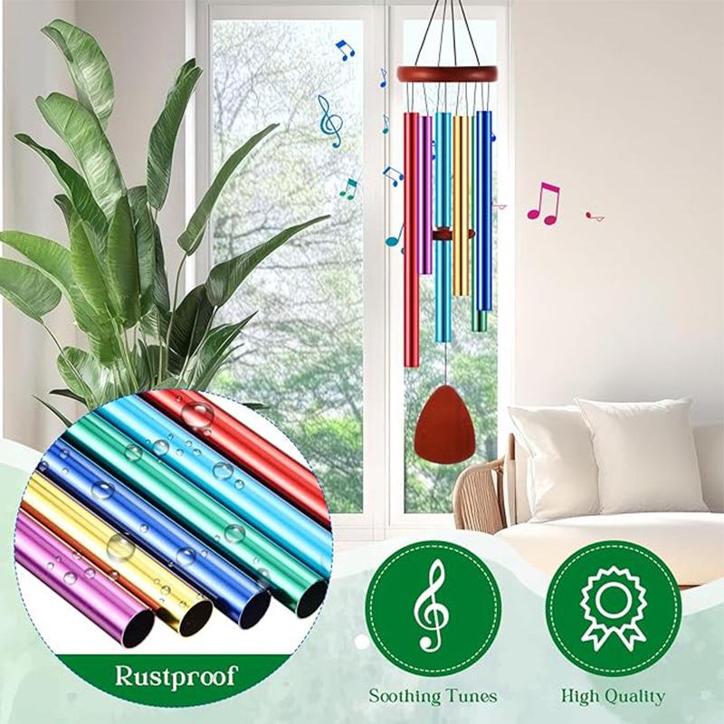 Nordic Colorful Aluminum & Wood Wind Chime - Outdoor Garden Balcony Decor.