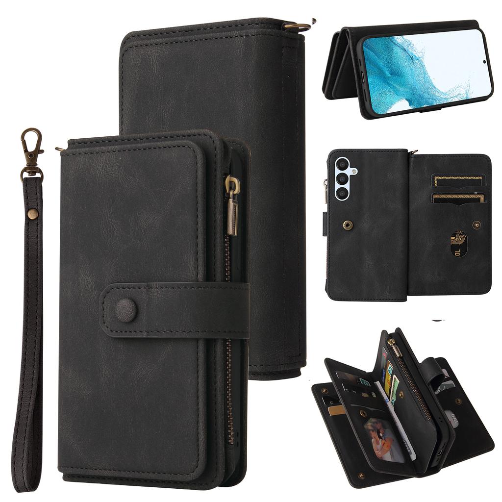 עבור Samsung Galaxy A54 5G נרתיק ארנק עם רוכסן עם 15 חריצי כרטיסים ורצועה כיסוי טלפון מעור