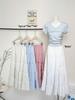 Women's High Waist White Bow Knot A-Line Draped Midi Skirt - Summer 2026 Collection