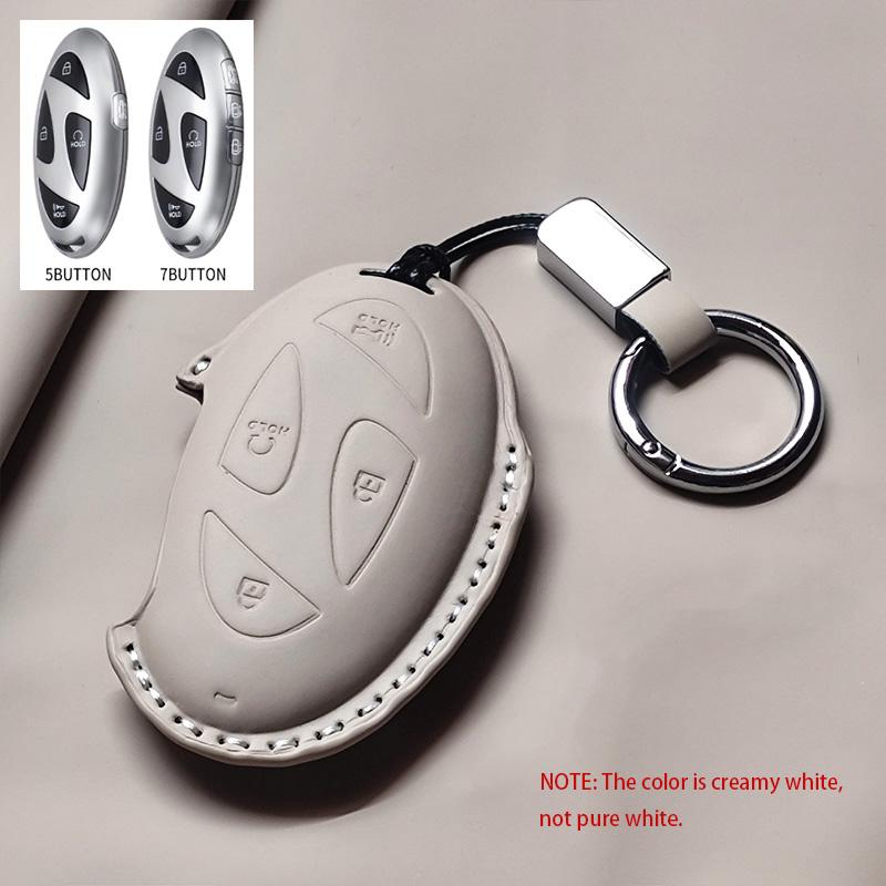 Car Remote Key Case Cover for Hyundai Grandeur GN7 Kona Ev 2023 Ionic 6 5/7 Bottons Leather Keychain Durable Luxury Accessories