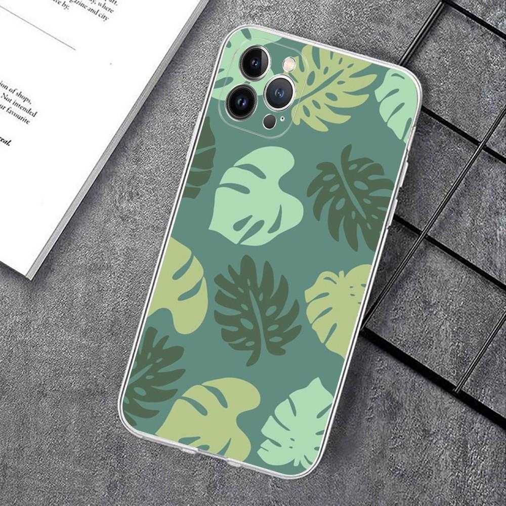 Leaves Monstera Green Phone Case For IPhone 14 11 12 13 Mini Pro XS Max Cover 6 7 8 Plus X XR SE 2020 Funda Shell