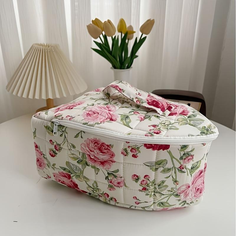 Quilted Floral Steam Iron Carrying Case 1Pc, Handle Design Portable Iron Cover Organizer for Travel Home