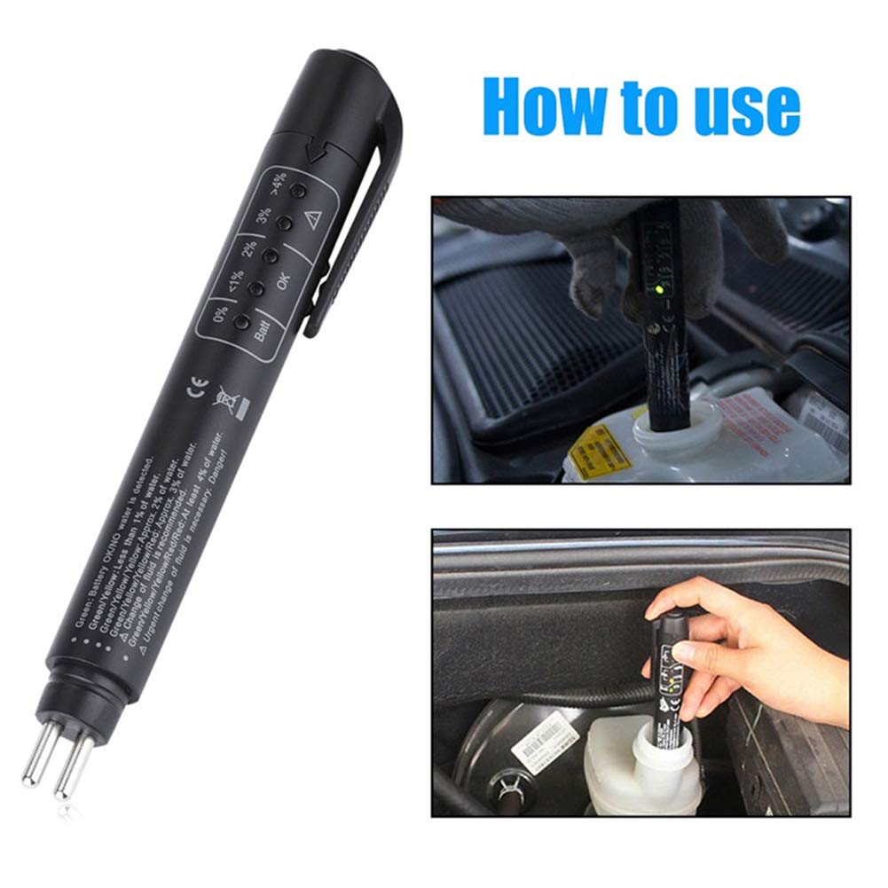 Brake Fluid Liquid Tester, Auto Diagnostic Testing Tool, Oil Moisture Analyzer with 5 LED Indicators, Auto Diagnostic Checker Tool for DOT3 DOT4