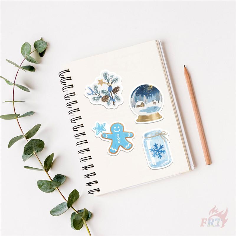50Pcs/Set Blue Merry Christmas Series 03 Stickers DIY Fashion Waterproof Doodle Decals Stickers