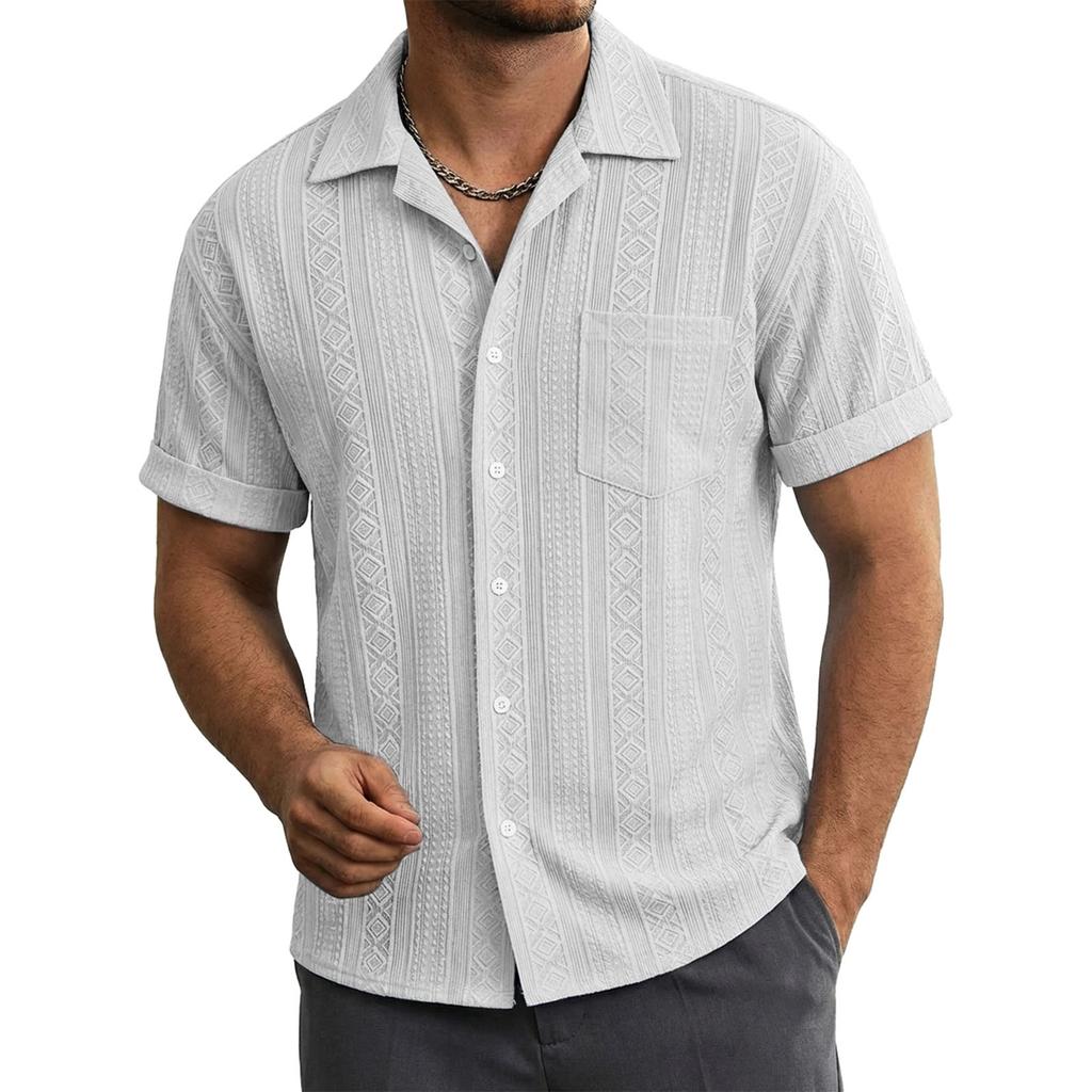 Herren Freizeit Hemd mit Tasche und Kragen, Kurzarm