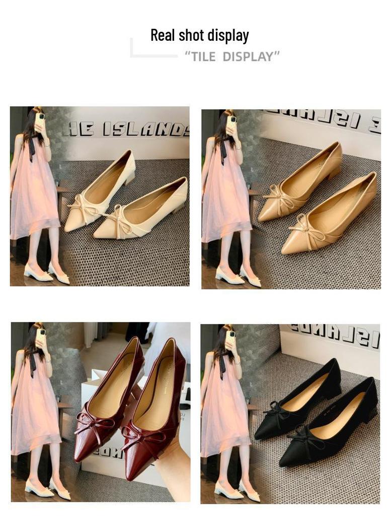 Elegante Damen-Abendschuhe mit Schleife im französischen Stil und spitzer Zehenpartie