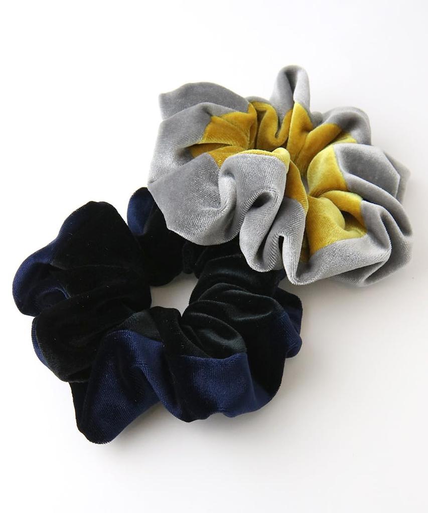 VINGTAINE Velour Adds Volume to Hair Hair Scrunchie, Two-Tone, Bicolor, Elegant, Updos, Tie, Accessory, Fall/Winter, HS-232-BLACK-NAVY