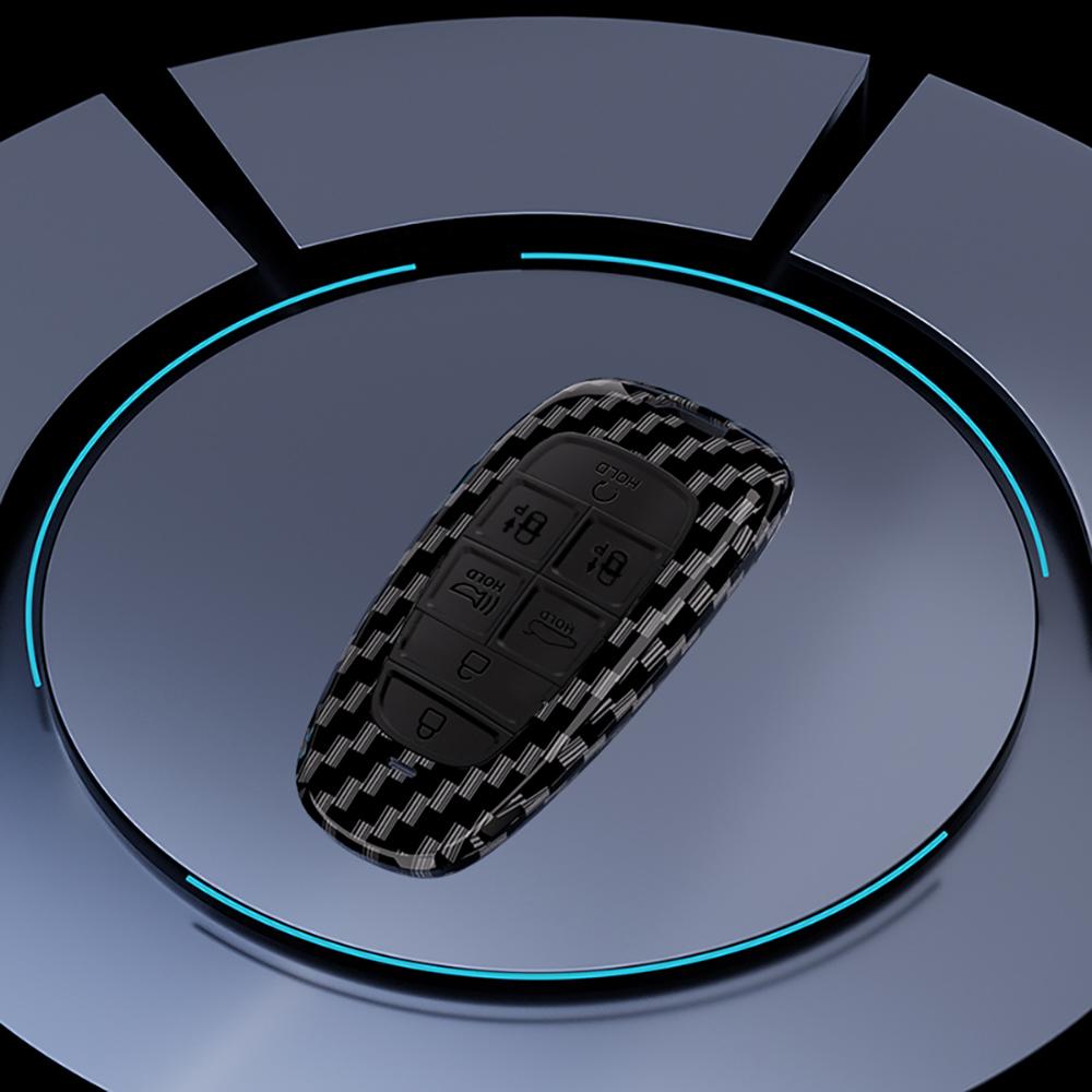Abs Carbon Fiber Car Key Case Cover For Hyundai Tucson Solaris Sonata Hybrid Nexo Nx4 Santafe Dn8 Accessories