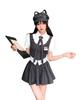 Set Korean Style Fake Layered Schoolgirl JK School Style Clean and Elegant Type Stand Collar Frill Collar Short Sleeve with Tie High Waist Mini Skirt