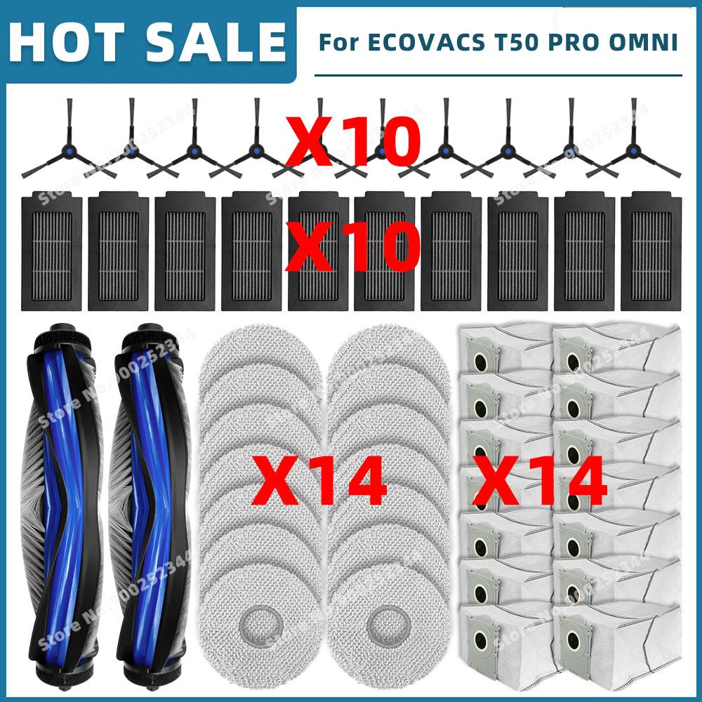Compatible For ( ECOVACS T50 OMNI / T50 PRO OMNI ) Replacement Parts Accessories Main Side Brush Hepa Filter Mop Cloth Dust Bag
