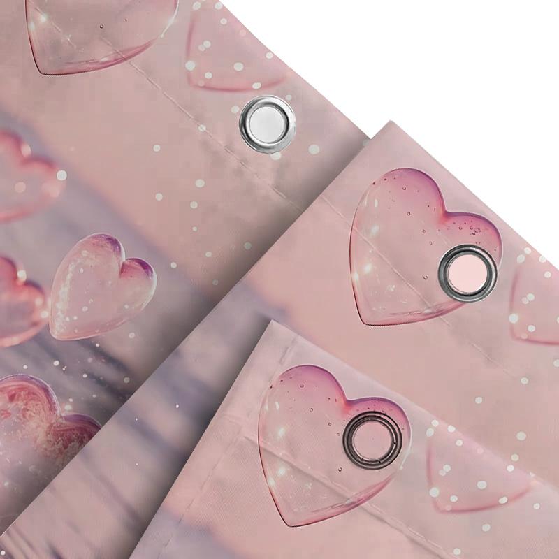 Romantic Pink Heart Shower Curtain For Bathroom Decor Waterproof And Durable Easy To Clean And Maintain To Install Wrinkle-Free