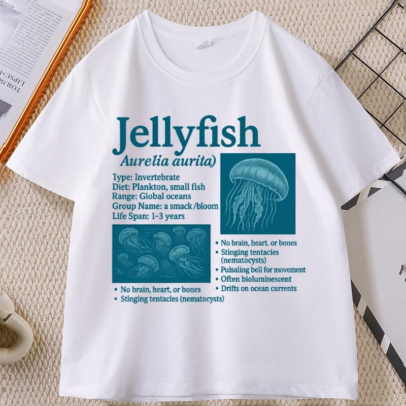 Unisexs Designer Cotton Tshirt with Jellyfish 90s Vintage Graphic Tshirts Unisex T Shirt for Clothes Short Sleeve Clothing
