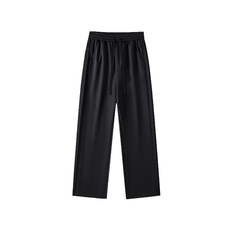 

320g Cotton Blend Elastic Drawstring Pleated Stripe Sports Sweatpants with Custom Logo L