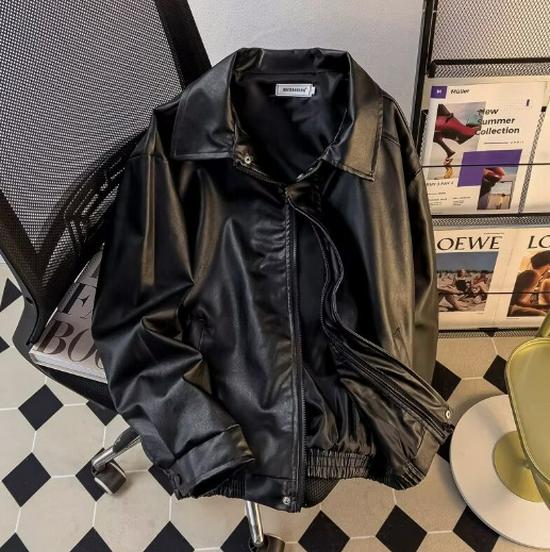 

Unisex American Style Waterproof Leather Jacket - Winter Stain-Resistant Biker Coat, Retro High Street Punk Fashion XL чорний