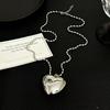 Exaggerated Personality Sliver Color Stereo Bright Surface Heart Shape Pendant Necklace for Women Korean Simple Jewelry Gifts