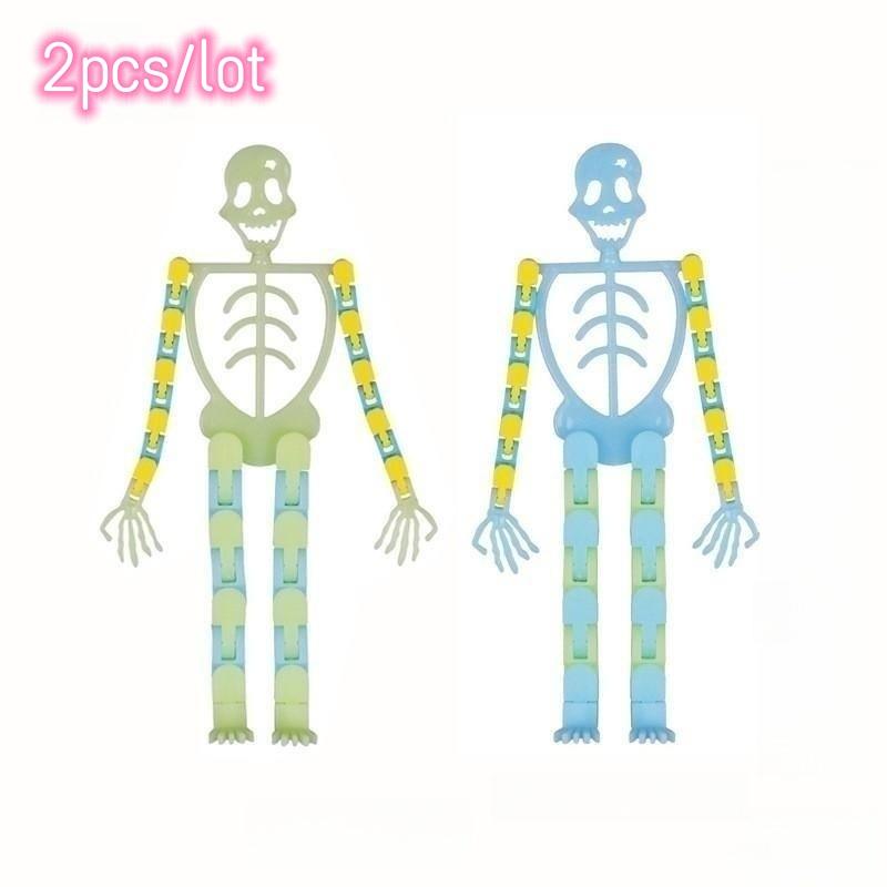 

2 шт./лот, подставка для скелета на Хэллоуин, 19,5*5,5, светящаяся детская новинка, странные хитрые игрушки, гусеничная цепь, деформируемая разгерметизация, сделай сам