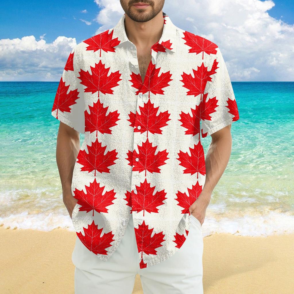 Men's Casual Casual Independence Day Print Short-sleeved Shirt