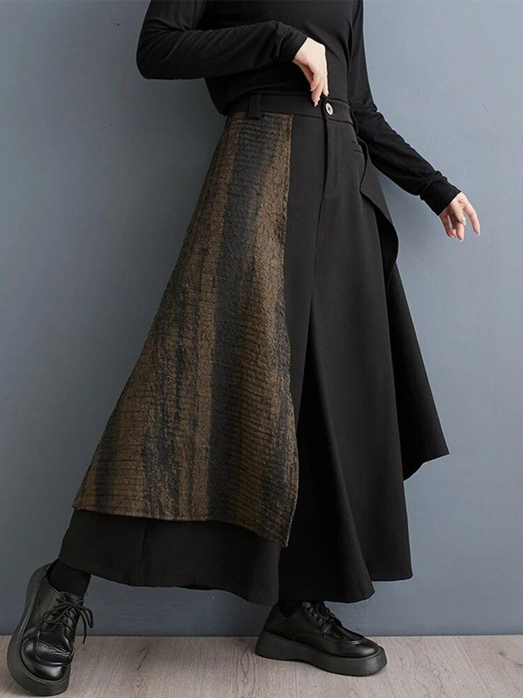 Xitao Loose Irregular Wide Leg Pants Patchwork Women Pant HQQ2116