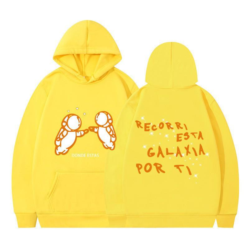 Men's Cross-Border Fashion Sweatshirt - Double Astronaut Print, Loose Fit, Casual Hoodie.