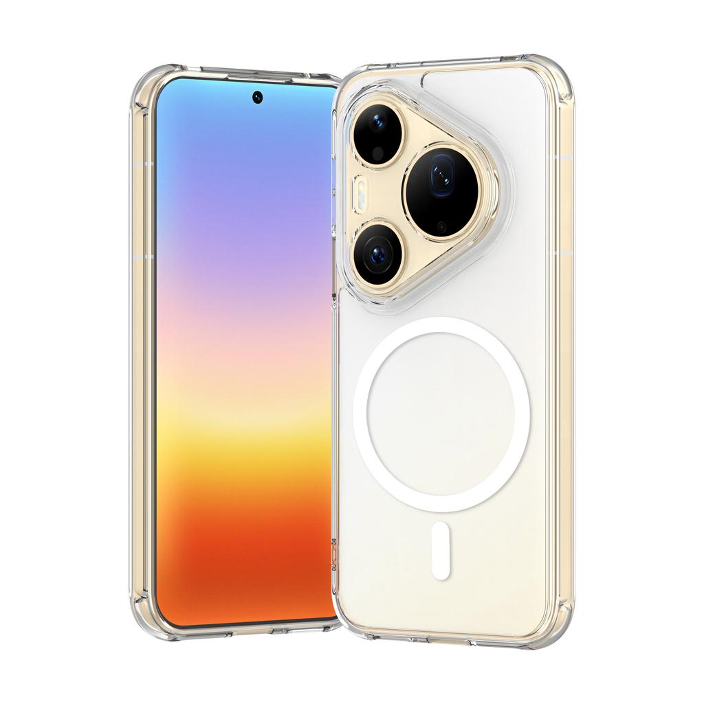 Applicable to Huawei Pura 90 2-in-1 Transparent Magnetic Suction Huawei Mate80 5G Bayer Anti-Yellow TPU + PC Set Beer