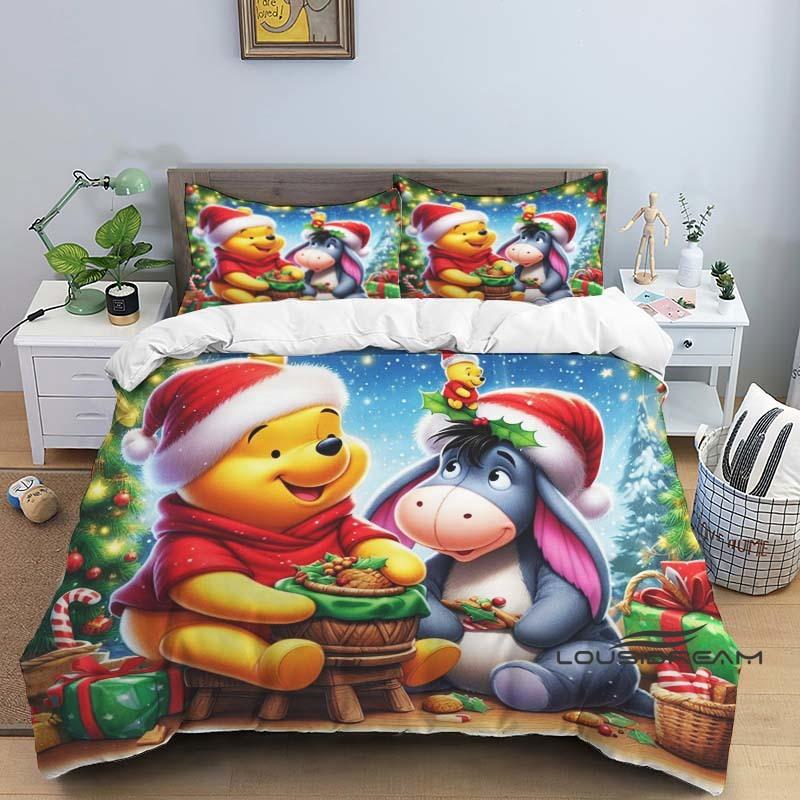A Set of Pooh Bear Themed Bedding, 3D Digitally Printed, All-season Polyester Duvet Cover and 2 Pillowcases.