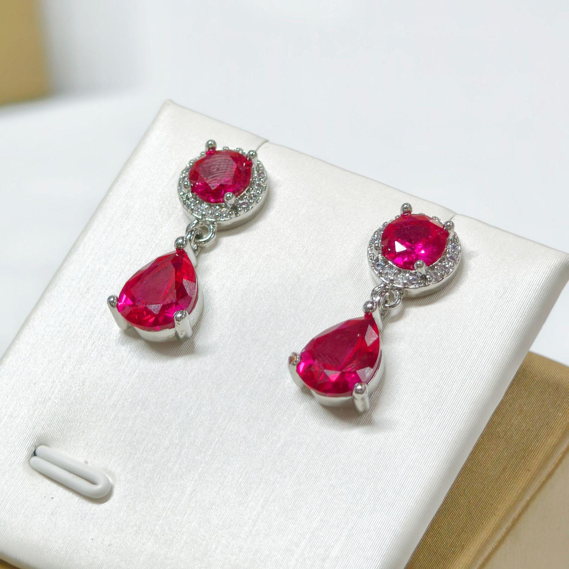 Gesen European American Fashion Colorful Gemstone Women s Stud Earrings with Long Tassel Zirconia