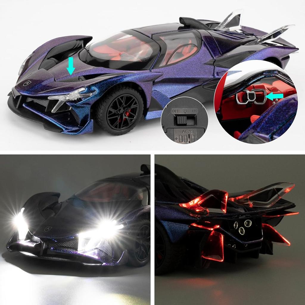 1/24 Apollo Evo Alloy Model Car Toy with Pull Back Function with Sound and Bright Lights, Suitable Collectible Model Toys, Gifts for Boys and Girls