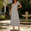 Long Nightgown for Women Short Sleeve Crew Neck Lounge Night Dress Casual A-Line Summer T Shirt Dress