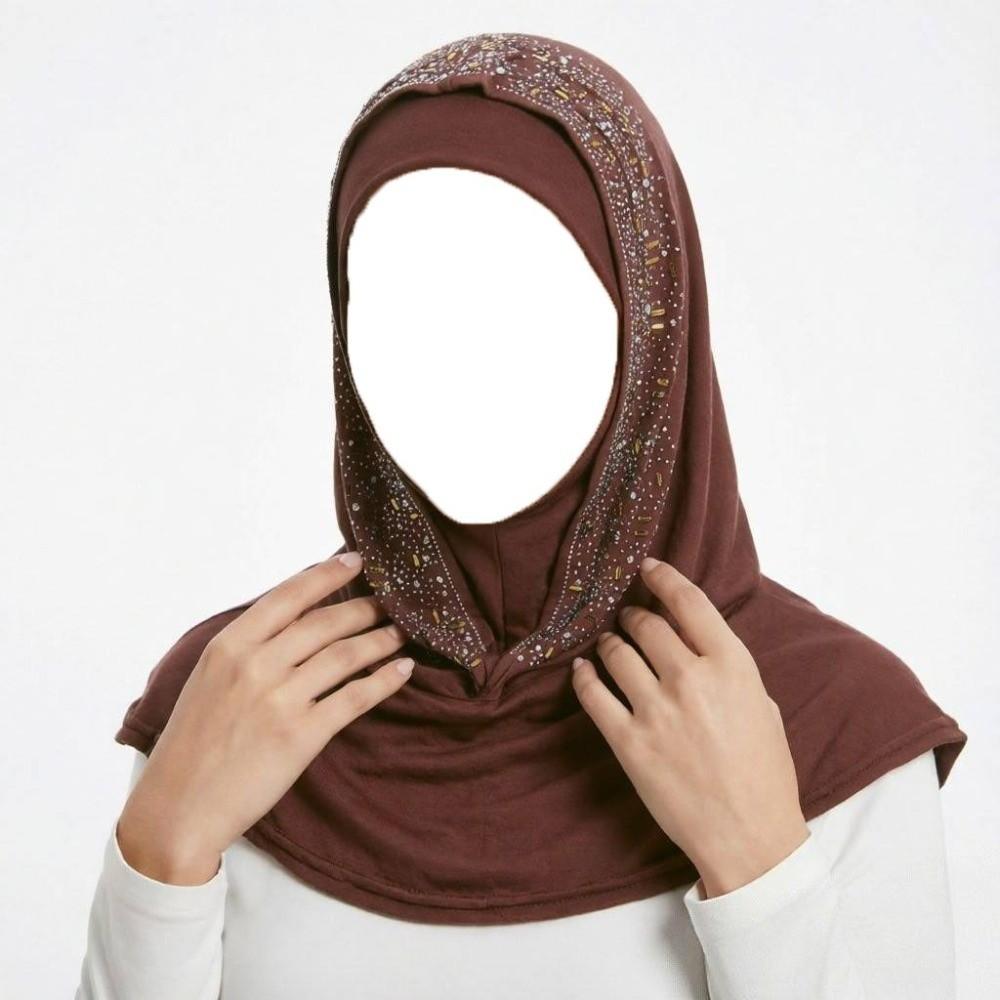 Soft Elastic Instant Hijab Cap Stretchable Head Wrap Hat Fashion Pull on Hijab Daily Wear