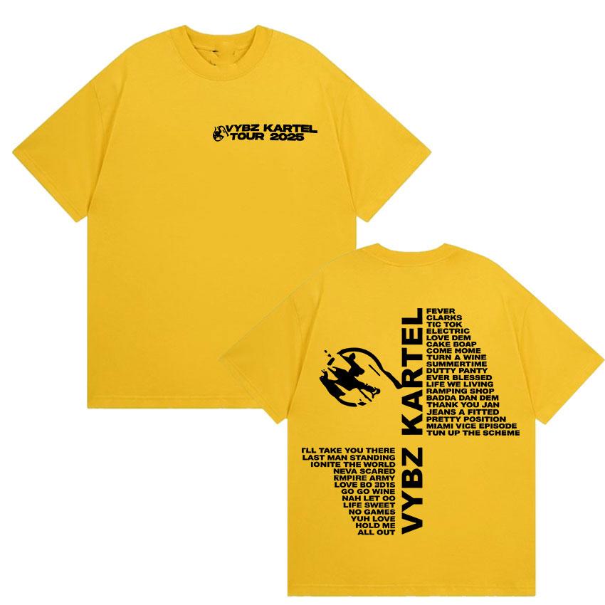 Rapper Vybz Kartel Tour 2025 New Album T Shirts Mens Women Fashion Harajuku T-shirt Casual Hot Sale Short Sleeve Tees Streetwear