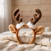 Soft Fabric Reindeer Hair Hoop Plush Deer Ear Hairpiece Christmas Hair Accessories  Festival
