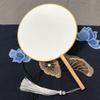 Embroidery Blank Round Hand Fan Chinese Style Wooden Silk Hand Fan Dance Fan  Hanfu Accessories