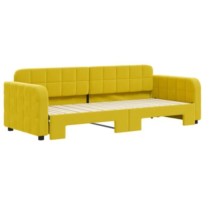 VidaXL Daybed with Trundle Bed Yellow 80x200 Cm Velvet 3196927